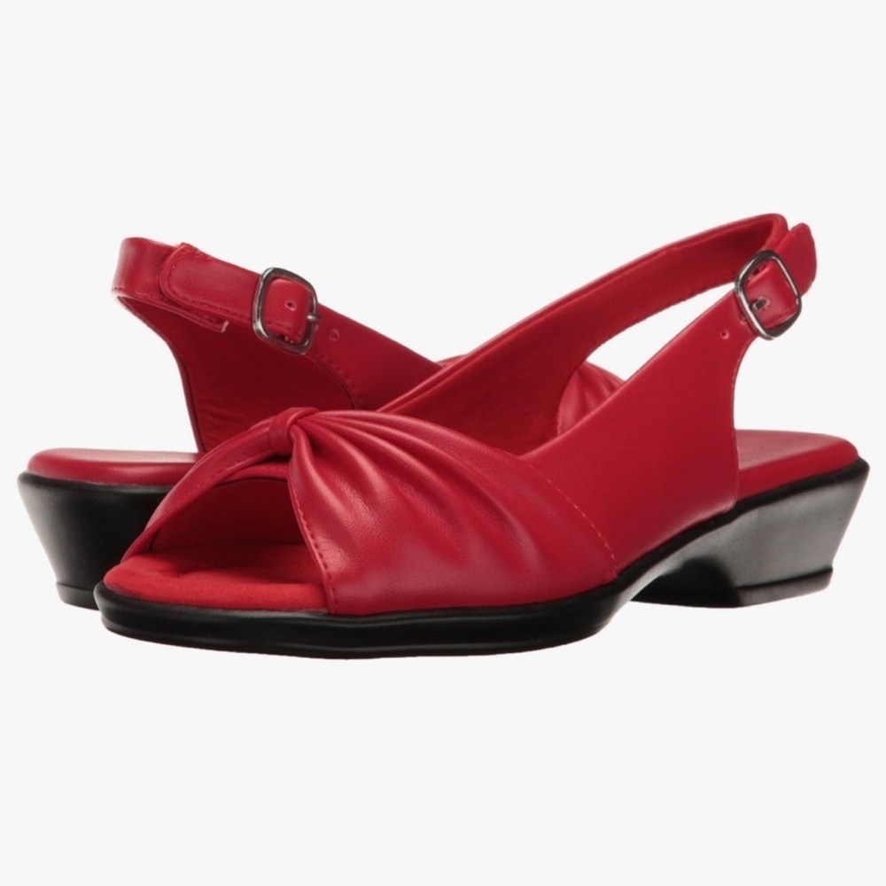 5/$25 😻 Easy Street Red Slingback Peep Toe Sandals NWOT